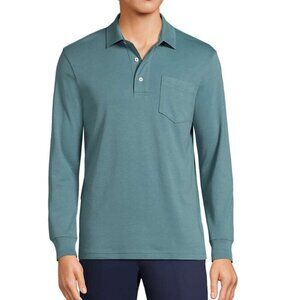 NWOT Lands' End Men's XXL Traditional Fit Long Sleeve Polo Shirt 100% Cotton